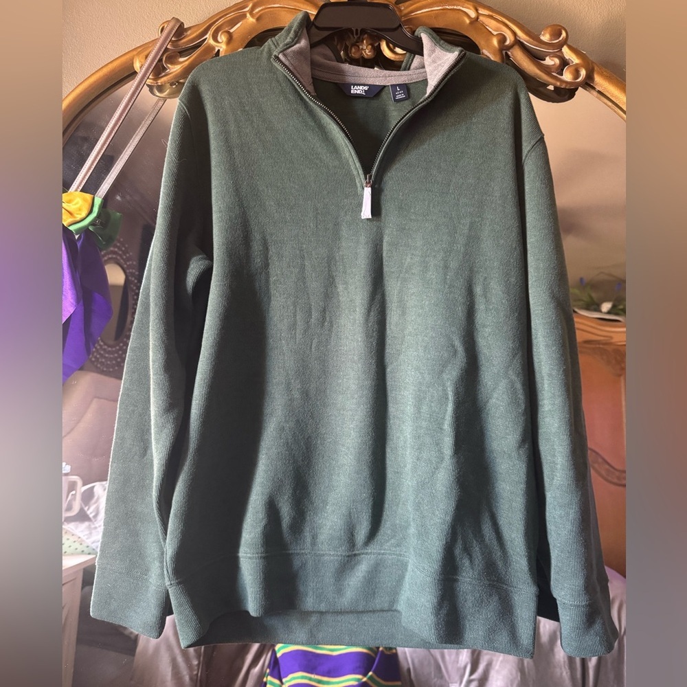 Land’s End Green quarter -Zip Sweater